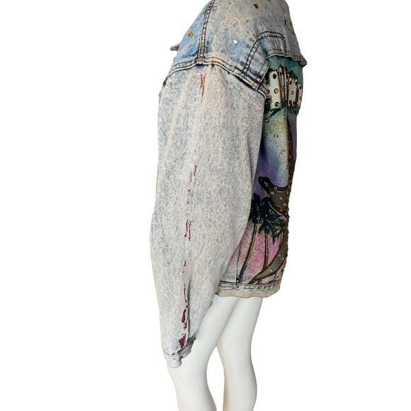 Vintage Jordache No Exit Hollywood Star Studded Denim Jacket Large Rare - Picture 8 of 16